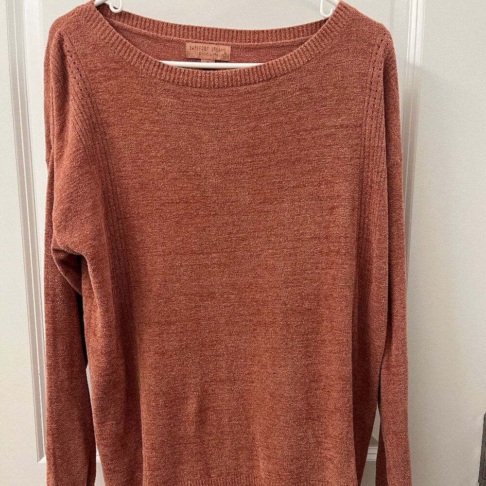 Barefoot Dreams Amber Glow CozyChic Ultra Lite Pointelle Pullover Sweater Size M